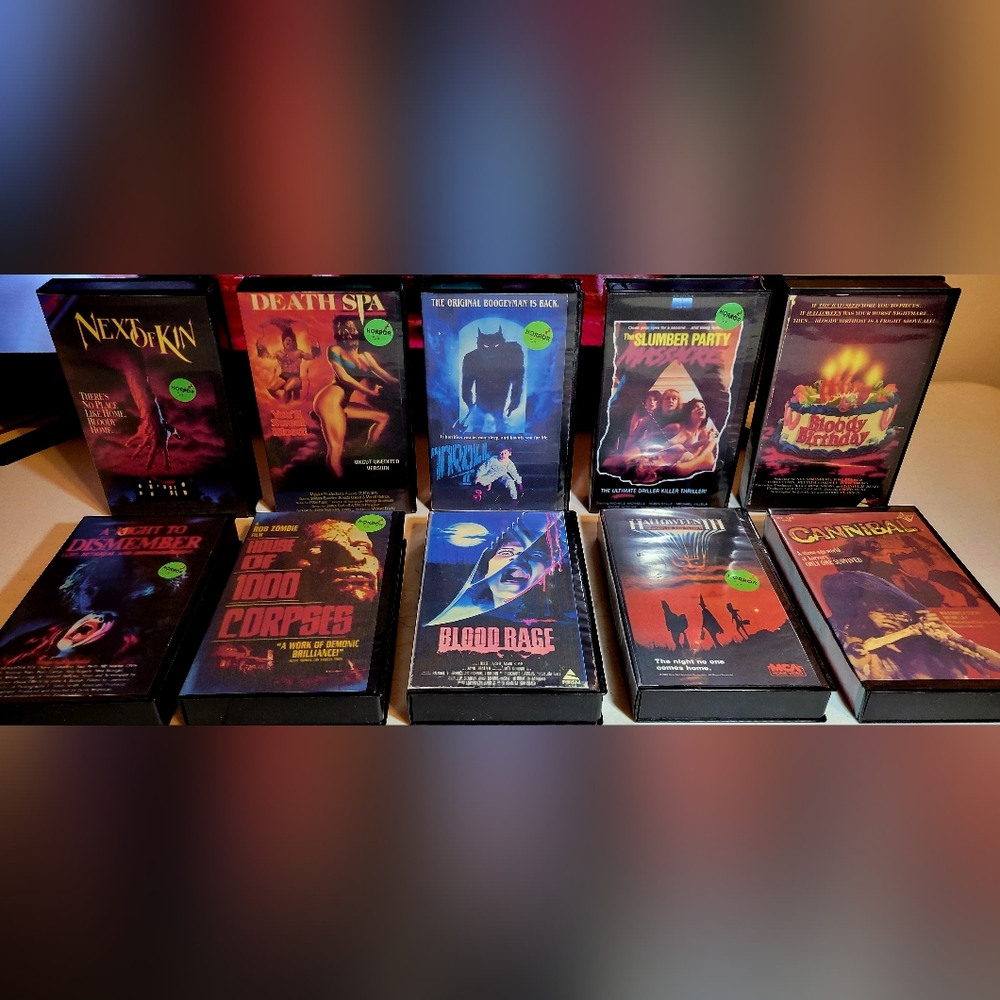 (SOLD) Horror Vhs Clamshell Movie Lot |10ct| Convention Promo Screening